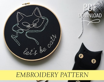 Let's Be Cats // Kitty Maske Illustration // 20cm Stickmuster Hooppart