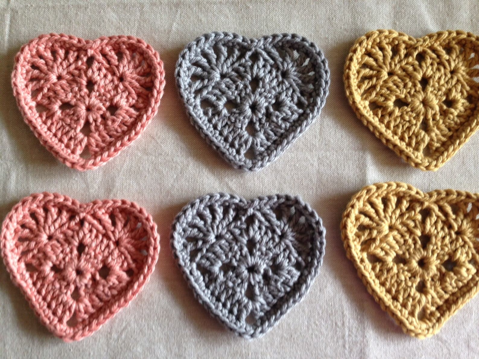 Crochet Heart Shaped Coasters. Six Handmade Heart Shaped Etsy Denmark