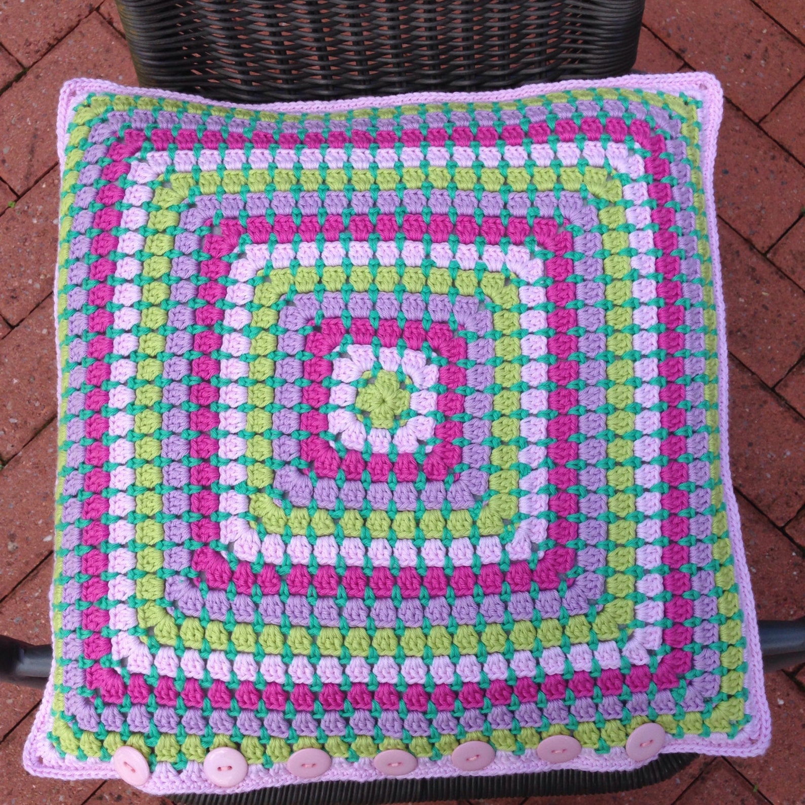 Crochet Cushion/pillow Cover. Rainbow Crochet Cushion Cover, Boho