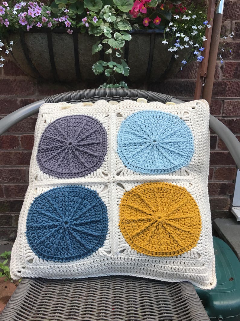 Crochet Pillow/cushion Cover/sunny Granny Square Crochet Etsy UK