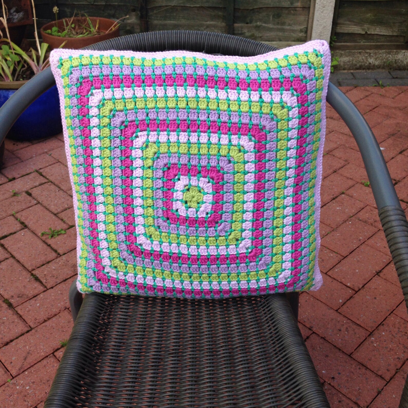 Crochet Cushion/pillow Cover. Rainbow Crochet Cushion Cover, Boho