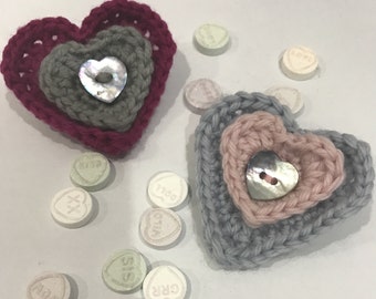 Romance-Heart Shaped-Crochet-Brooch