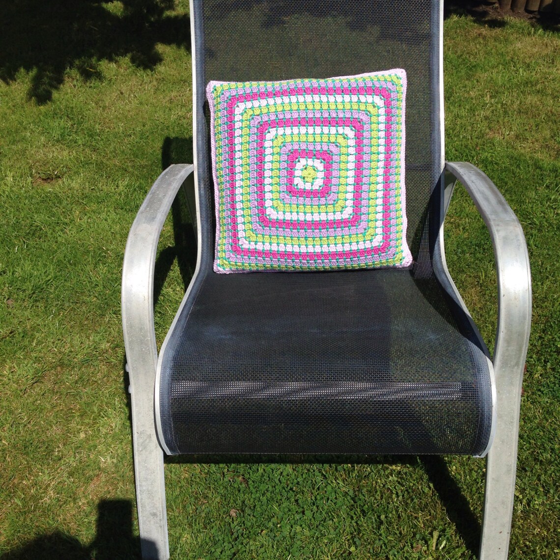 Crochet Cushion/pillow Cover. Rainbow Crochet Cushion Cover, Boho