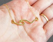 Ocean wave necklace, Nautical necklace for women with wave pendant, Nautical surfer jewelry gift for women, Gold plated surf necklace