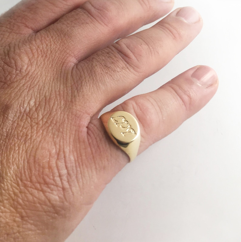 Men's pinky ring, Custom gold signet ring with initials, Personalized engraved ring for men 
