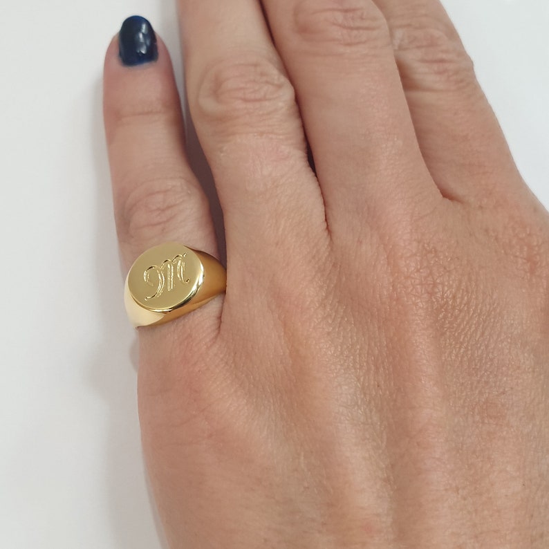 ring for women engraved with monogram initial letters Etsy