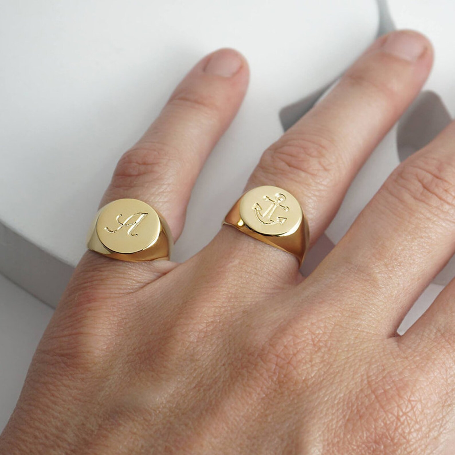 Men's pinky ring Custom gold ring engraved with Etsy