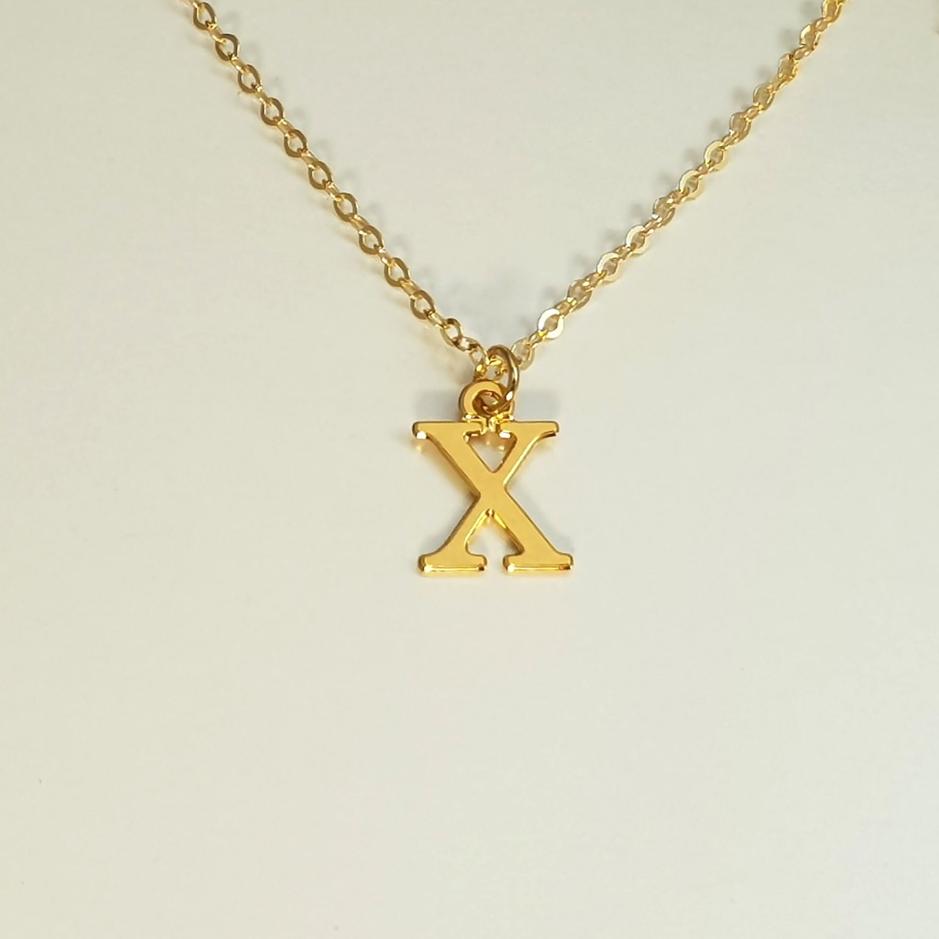 Gold Initial X Necklace for Girls and 