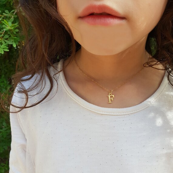 Initial Letter F Necklace for Girls 