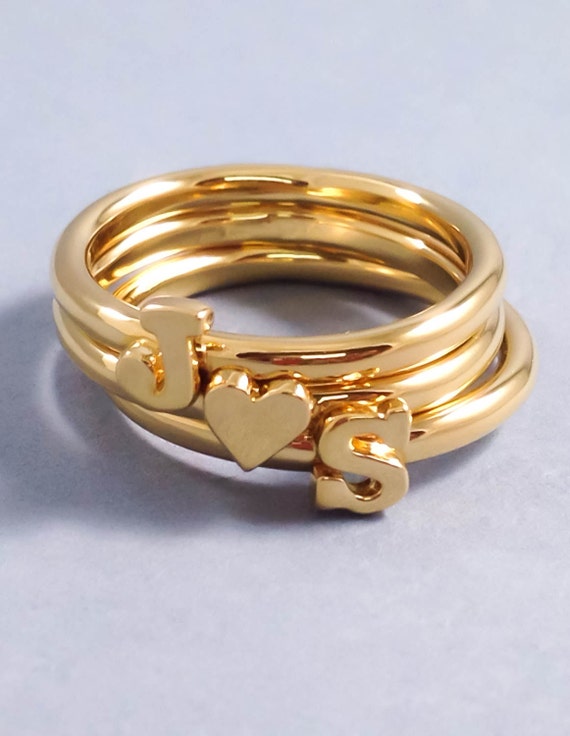 Gift Gold Letter Ring - Etsy 