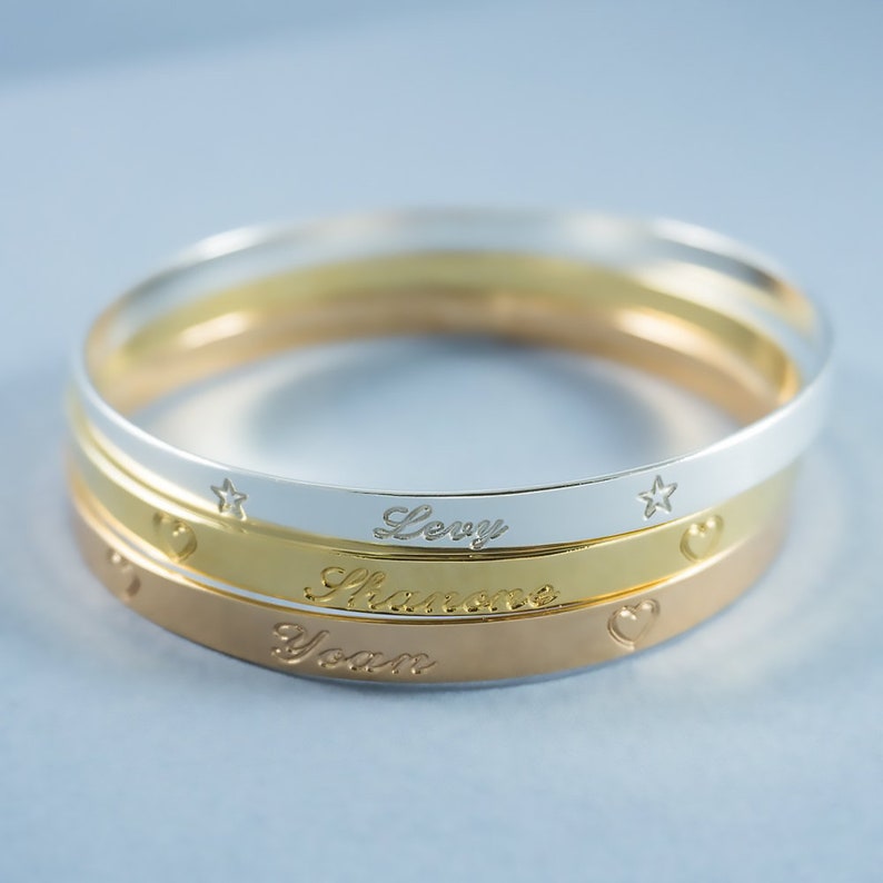 Rose gold engraved bracelet