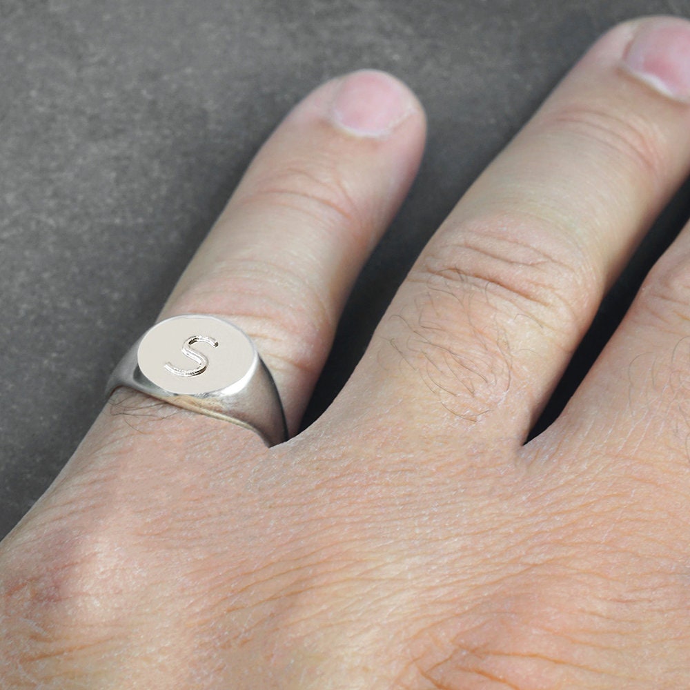 Signet Ring Men's Pinky Ring Engraved 