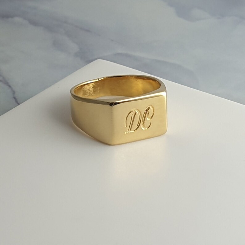 Men's Ring Custom Engraved Rectangle Ring Etsy