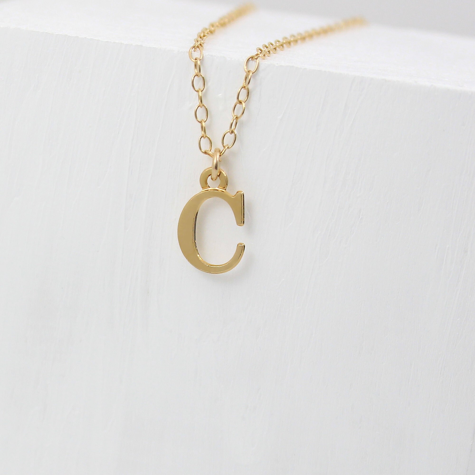 Gold Initial C Necklace for Women and 