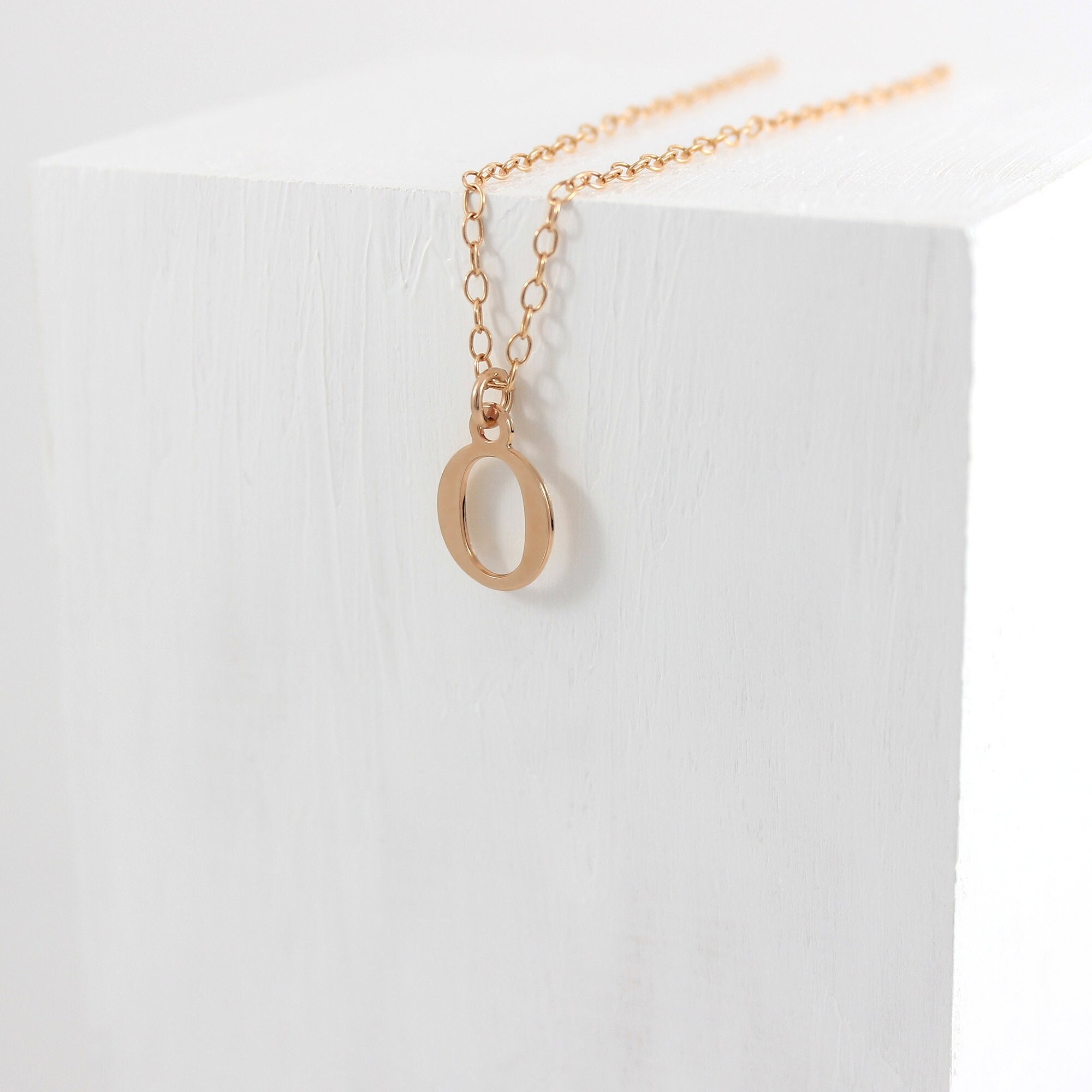 Rose Gold Initial O Necklace for Women 