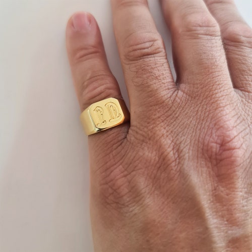 Men's Pinky Ring Custom Gold Ring With Initials Etsy
