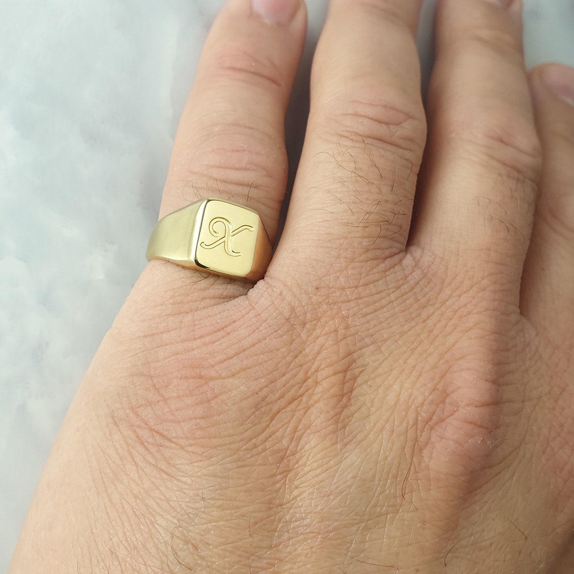 Pinky ring for men & women engraved with horseshoe Custom Etsy