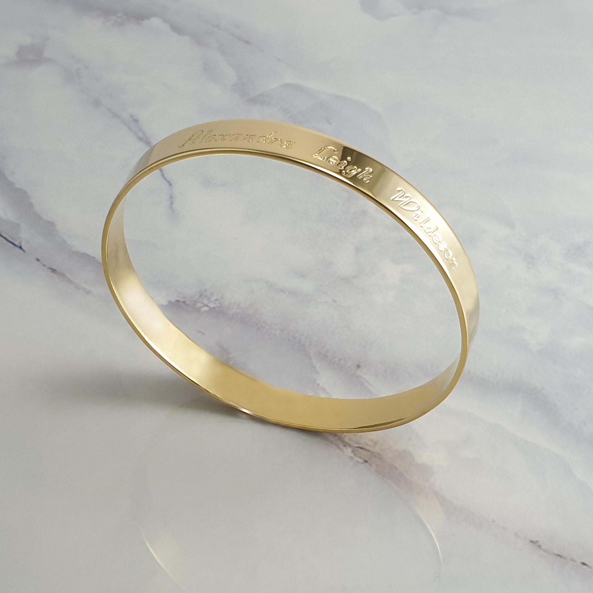 Gold Bangle Bracelet for Women Engraved 