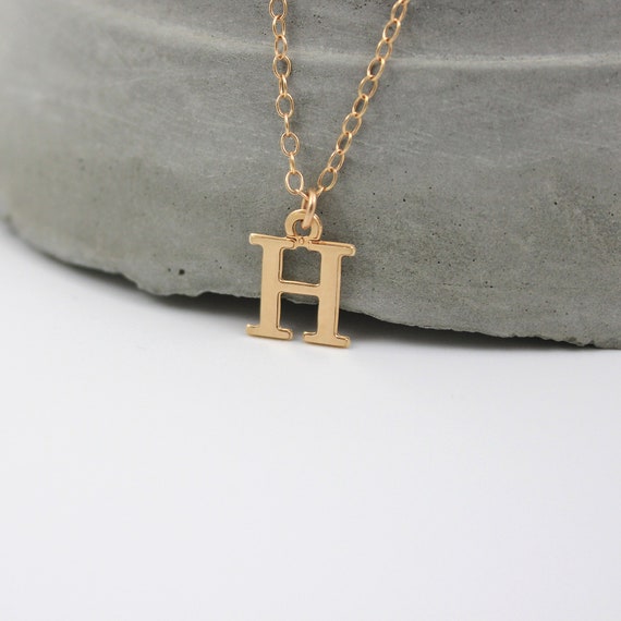 Rose Gold Initial H Necklace for Women 