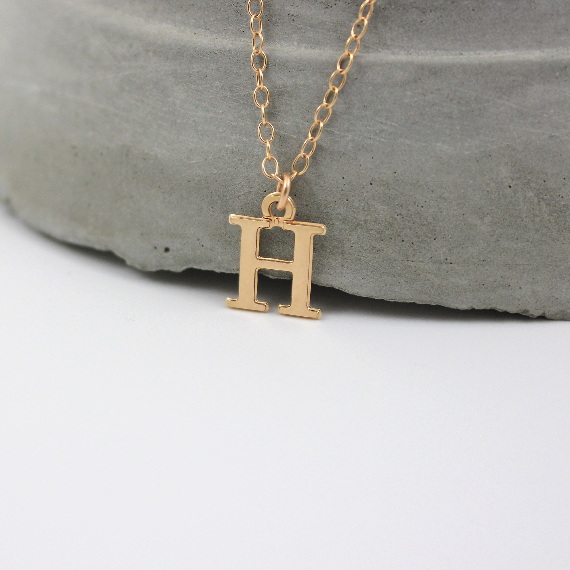 Rose Gold Initial H Necklace for Women 