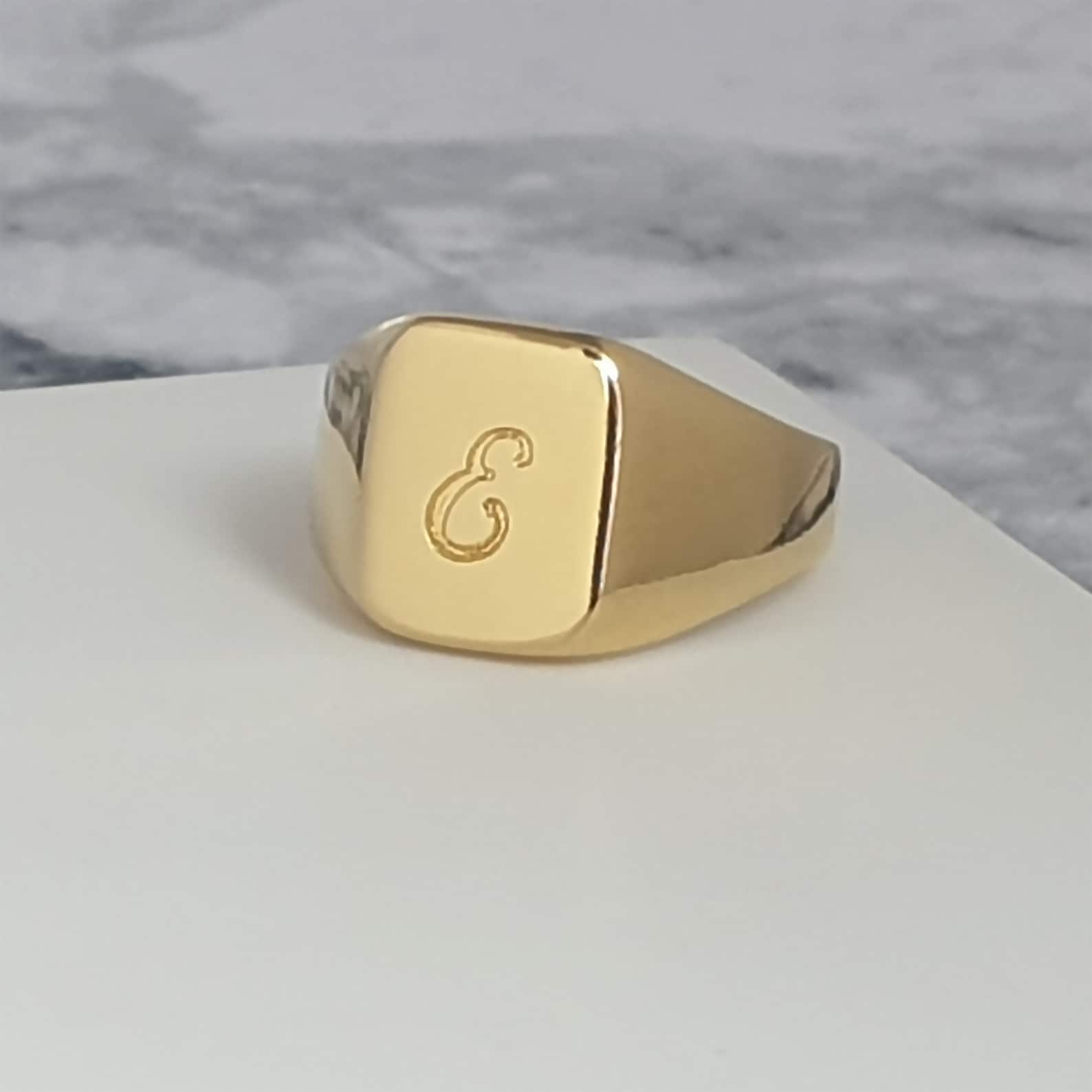Men's Pinky Ring Custom Rectangle Ring Engraved Etsy