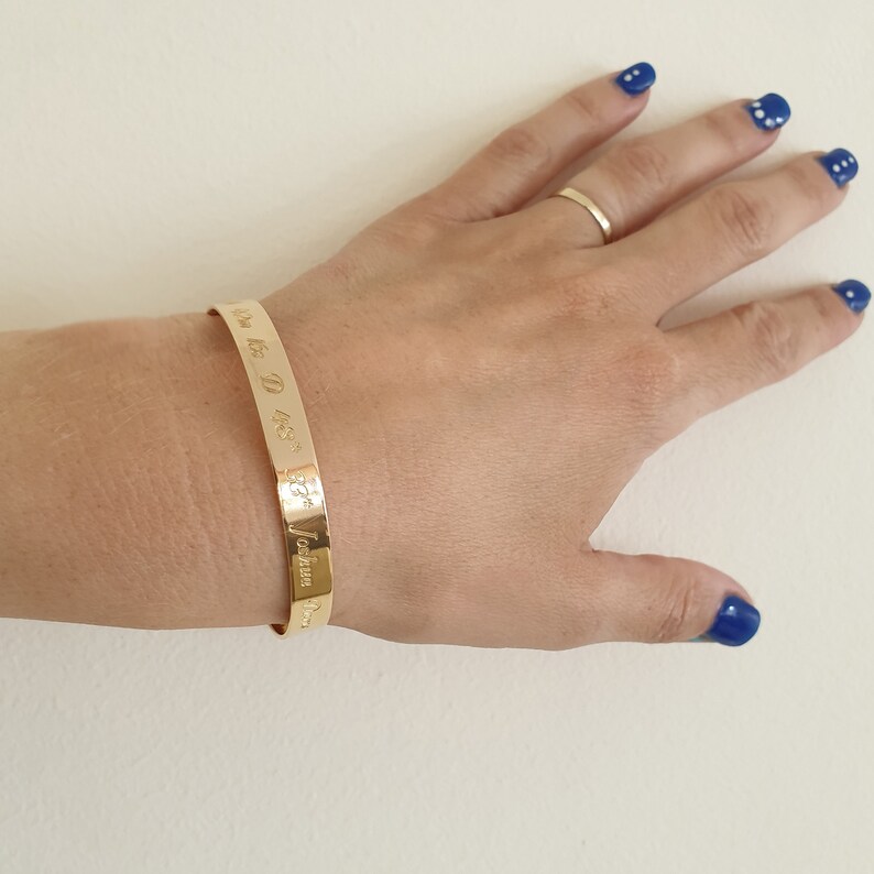 Personalized Gold Bracelet Gold Custom Bracelet Engraved Etsy