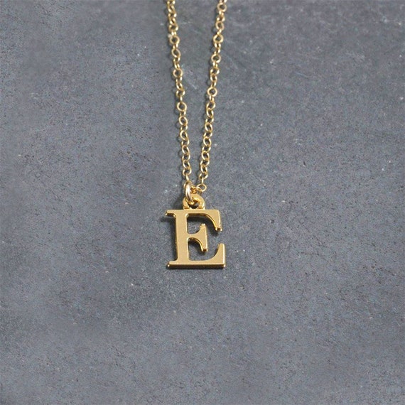 Gold Initial Letter Necklace A Z Dainty E Pendant - Letter E Gold Pendant Gold Initial Letter Necklace A Z Dainty E Pendant - Letter E Gold Pendant