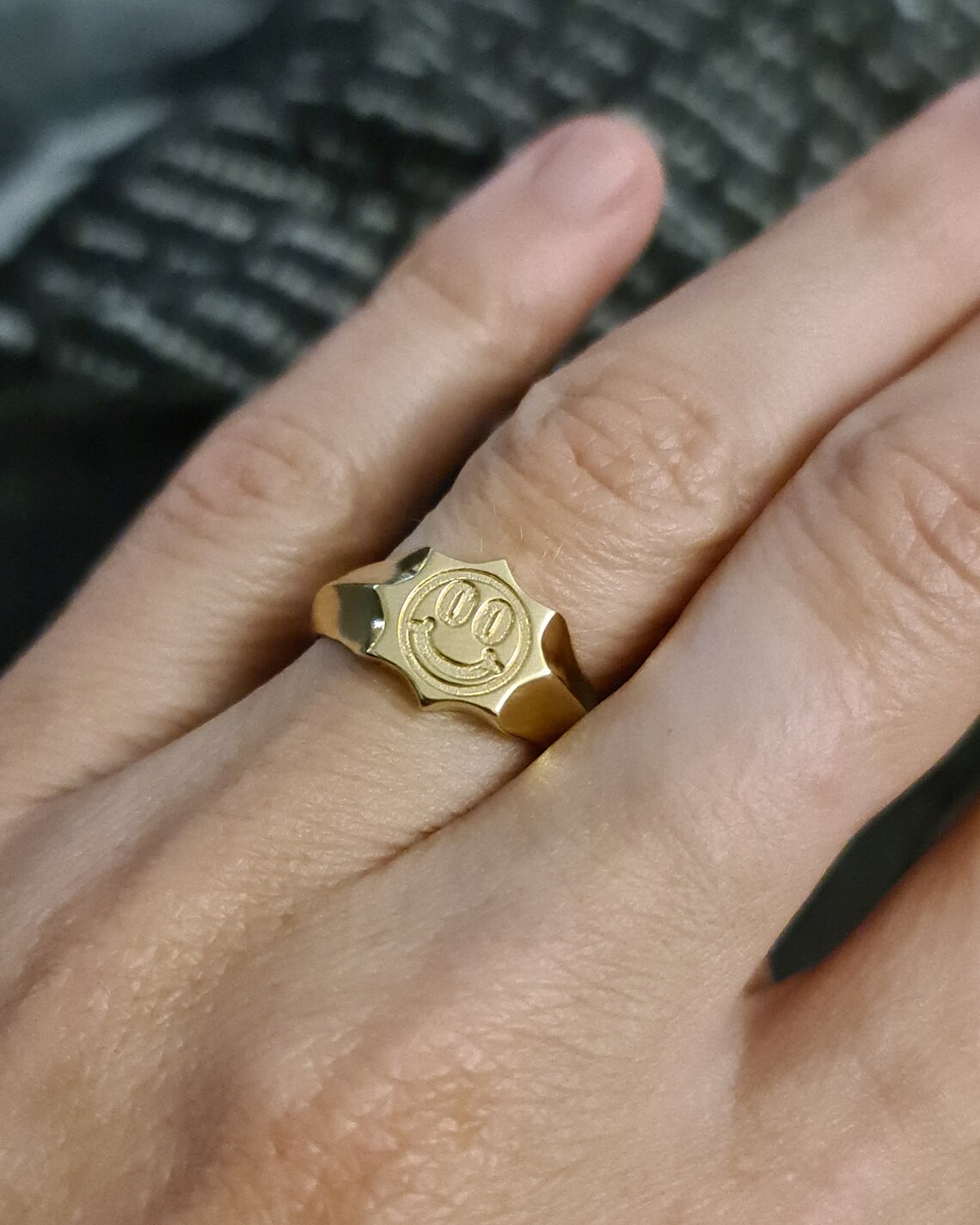 Initial Pinky Ring for Women Gold Plated Ring Engraved With Etsy