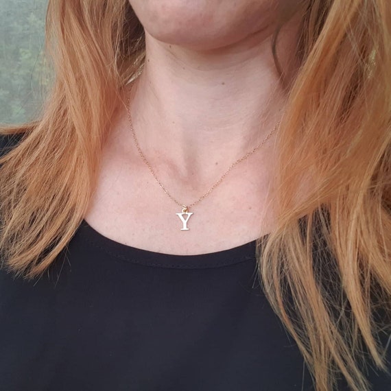 Gold Initial C Letter Pendant Necklace 