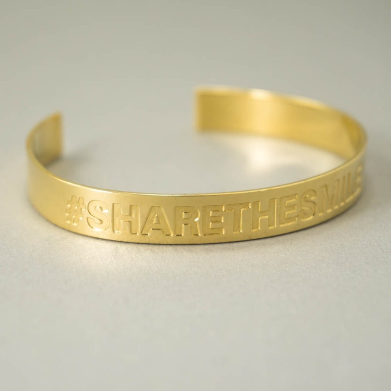 Quote Bracelet Engraved Gold Bracelet Personalized Gold Etsy
