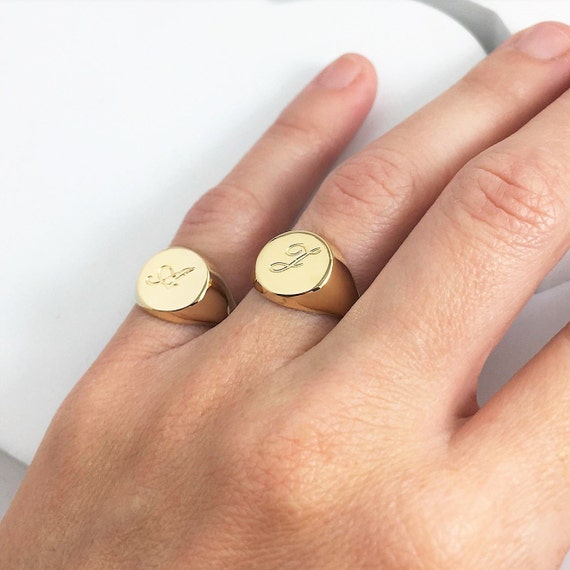 Personalized Signet Ring Custom Engraved Pinky Ring Ring Etsy