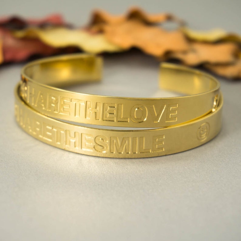 Quote Bracelet Engraved Gold Bracelet Personalized Gold Etsy