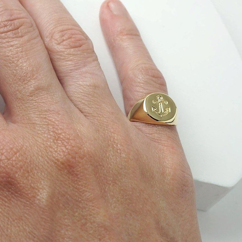 Men's Custom Pinky Ring Anchor Ring Personalized Etsy