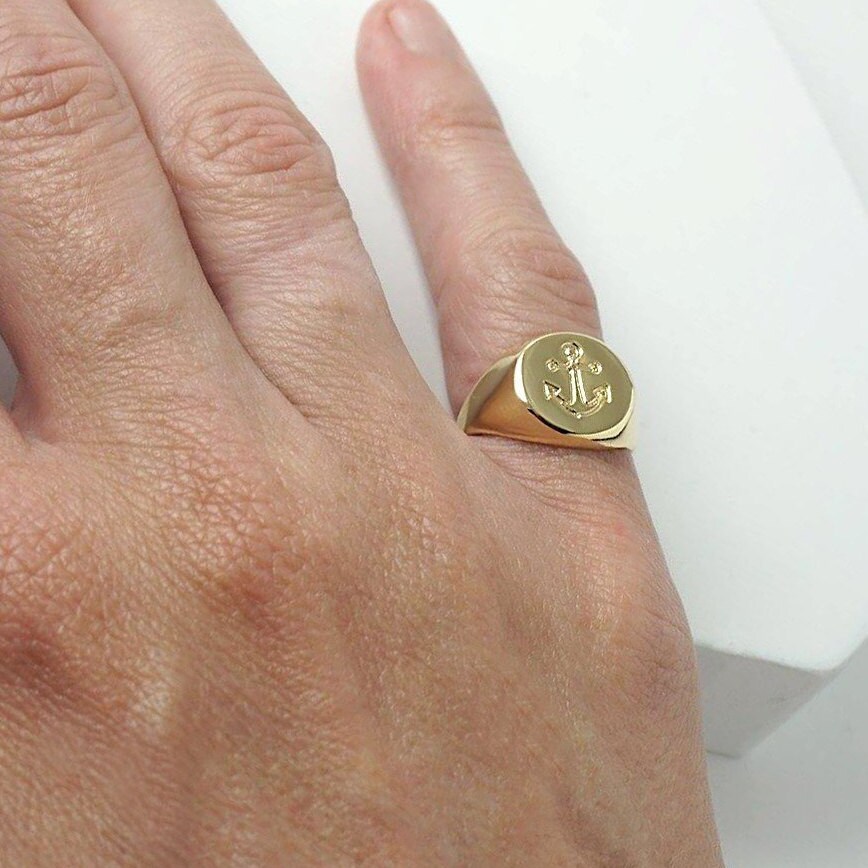 Men's Custom Pinky Ring Anchor Ring Personalized Etsy India