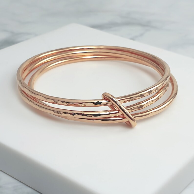 SET of 3 Gold Stackable Bangle Bracelets for Women Hammered Etsy