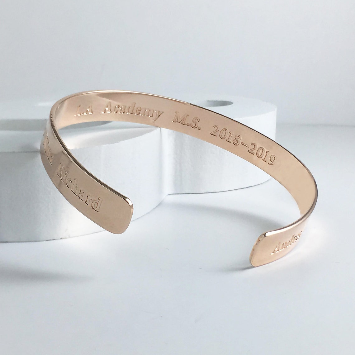 Custom rose gold bangle bracelet for men engraved with names | Etsy