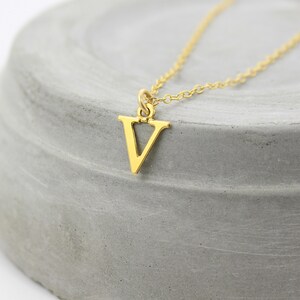 Gold Initial V Necklace For Girls And Women Alphabet Letter V Etsy