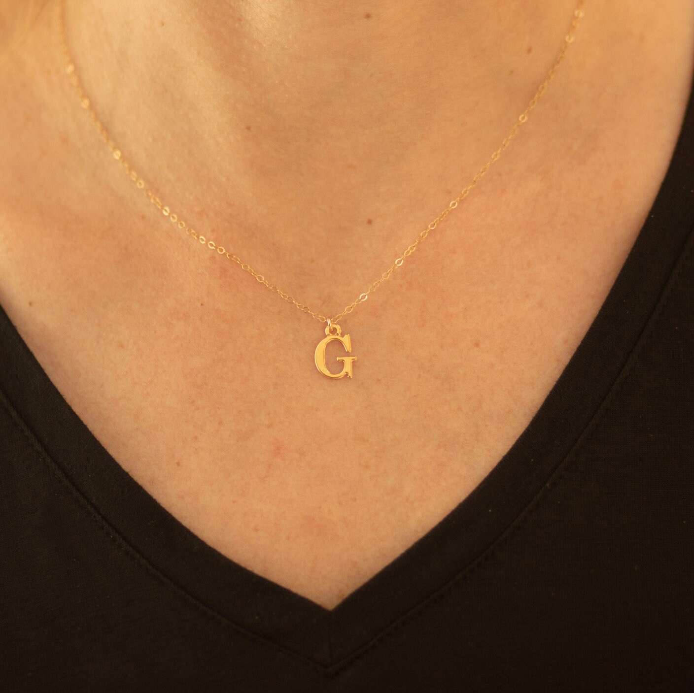 Initial Letter Necklace Gold Plated 