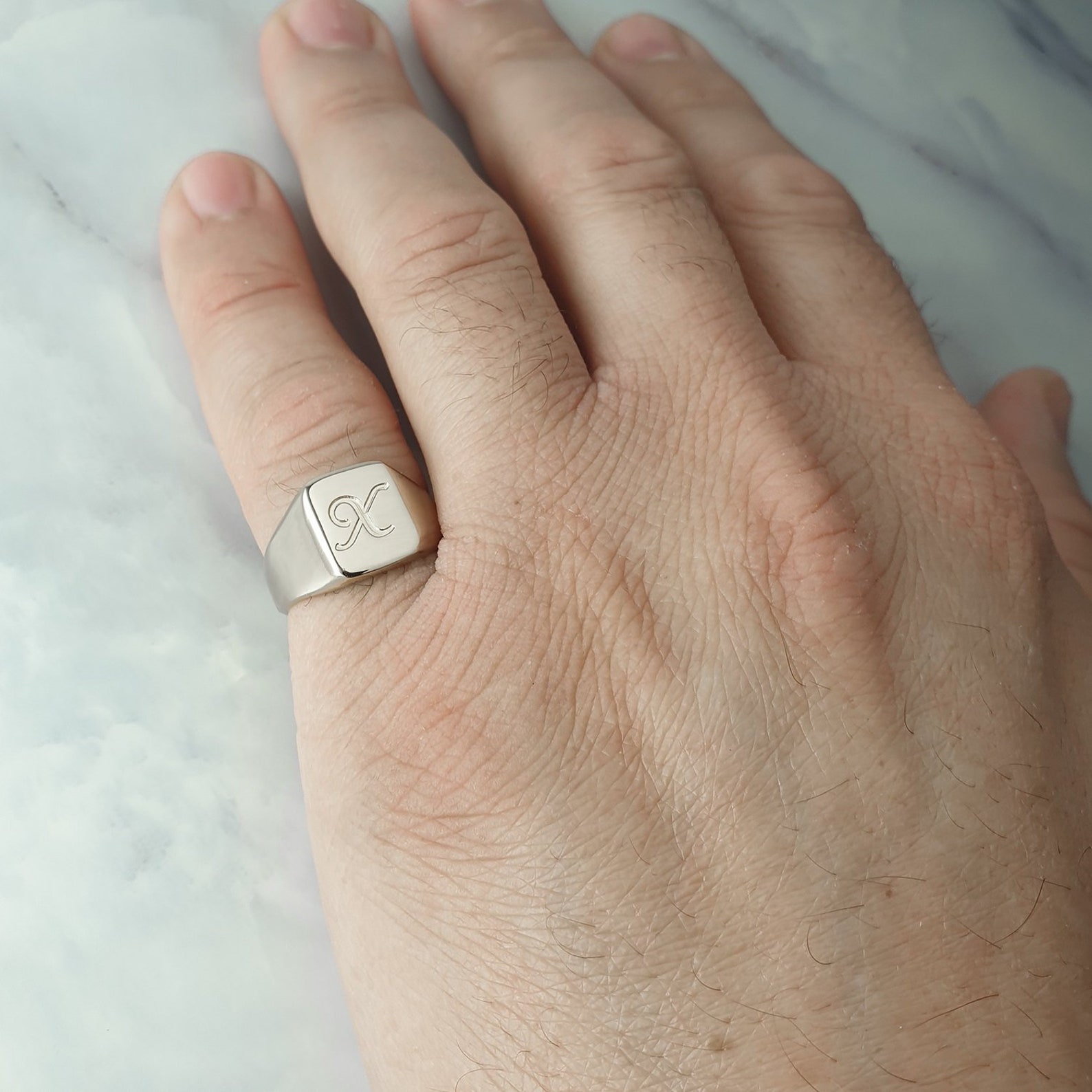 Pinky Ring for Men Engraved With Initial Letter or Symbol Etsy