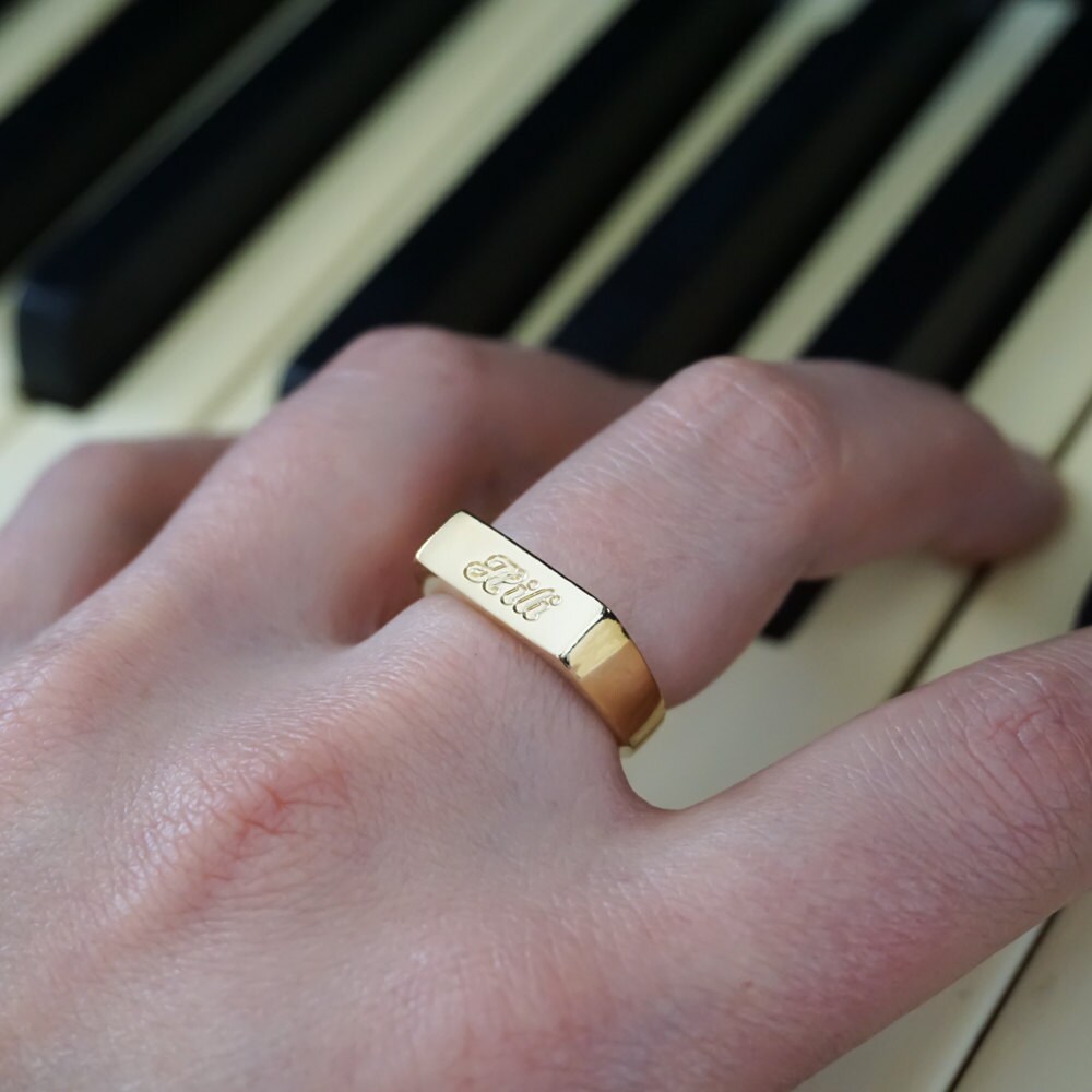 Engraved Ring Personalized Ring Men 