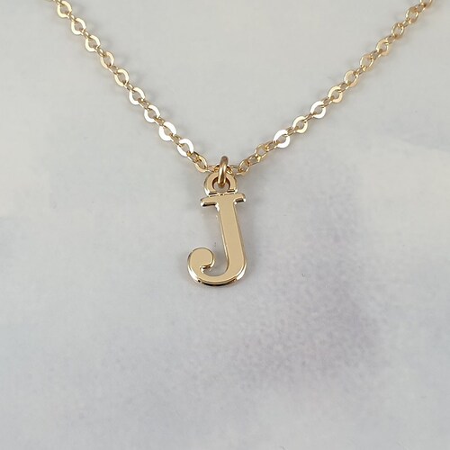 Gold Initial J Necklace Delicate Gold 