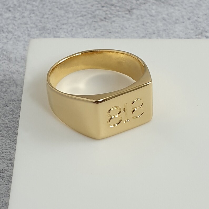 Mens pinky ring engraved with initial letters or symbol Etsy