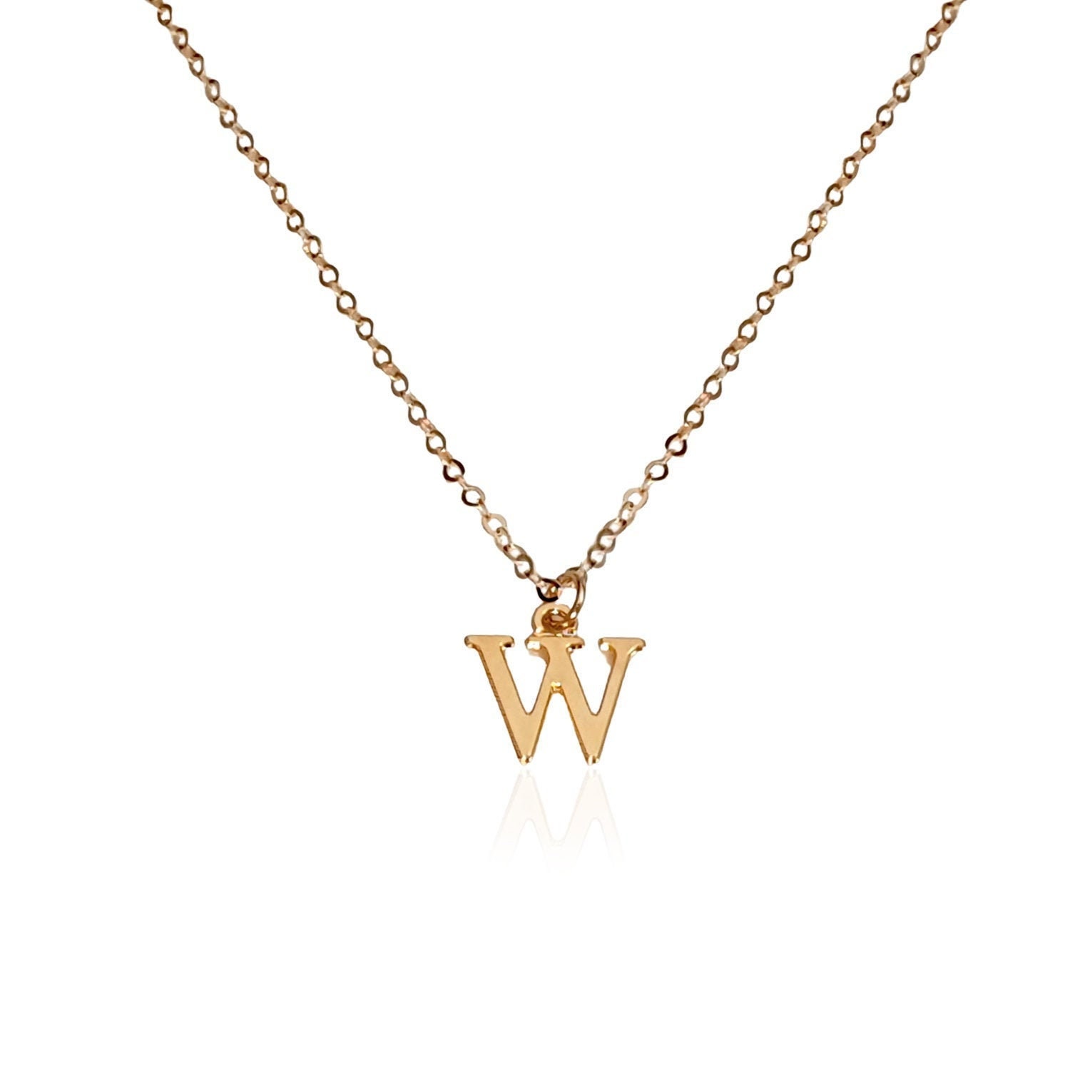 Rose Gold Initial Letter W Necklace for 
