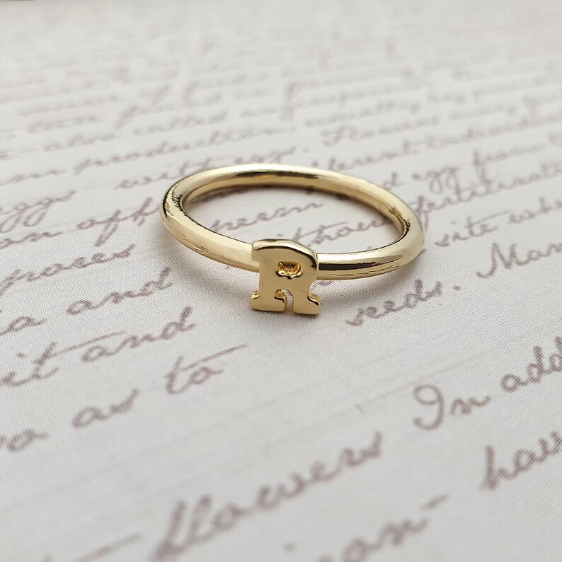 Gold Initial Ring for Women Bridesmaid Initial Letter Ring Etsy