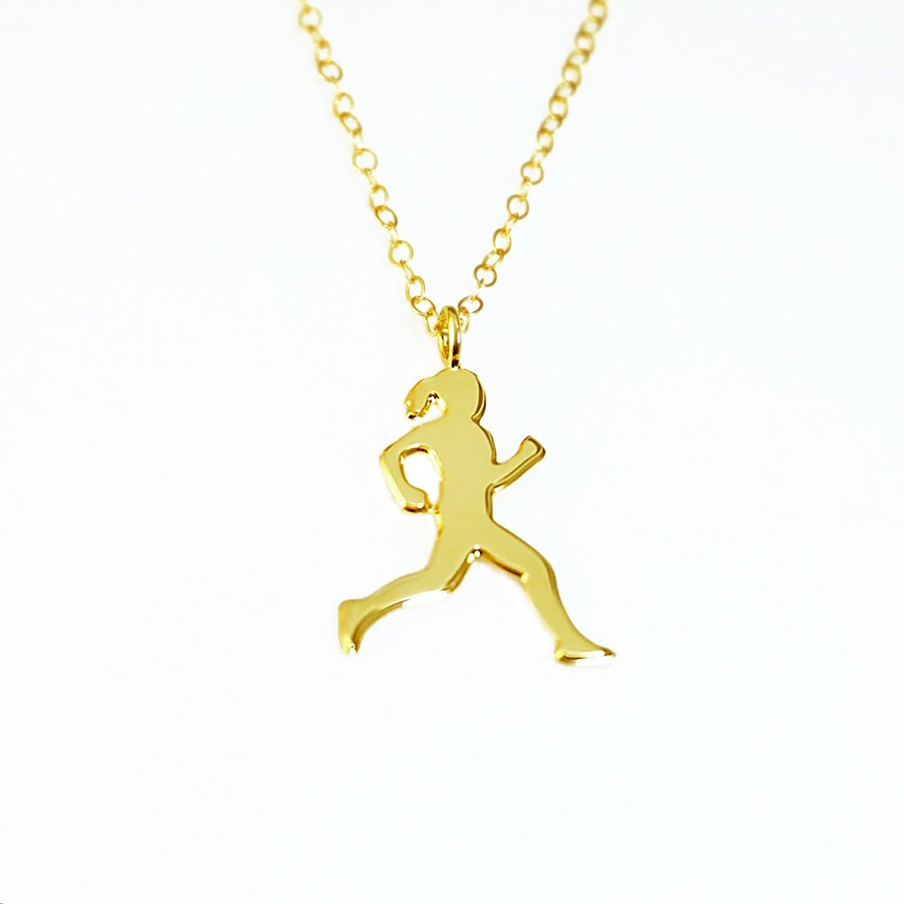Running necklace for women Simple gold necklace with runner Etsy