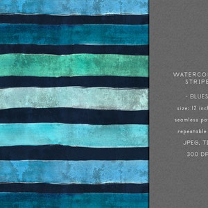 Watercolour Stripes Digital Paper, Blue Thick Stripes Background, Basic Digital Paper, Stripe Clipart, Simple Stripes Paper, Seamless Lines