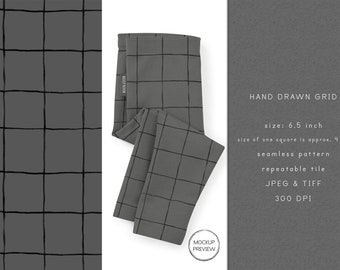 Charcoal Grey Grid Seamless Pattern, Basic Squares Surface Pattern Fabric Pattern Digital Download 300 dpi Commercial Licence Non-Exclusive