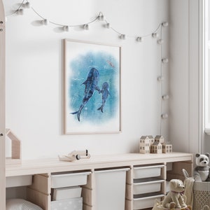 Nursery Wall Art Digital Download Whale Shark Ocean Nursery Printable Playroom Nursery Decor Baby Boy Girl Nautical Sea Animal Seaside