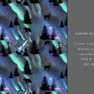 Aurora Borealis nahtloses Muster, Nordlichter wiederholen nahtlos, Aurora-Oberflächendesign, nicht exklusives Texturdesign, Tumbler Sublimation