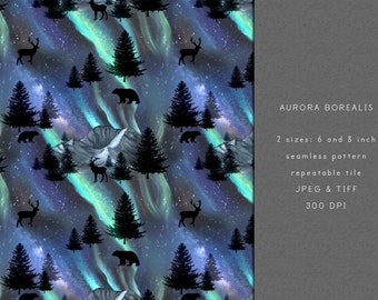 Aurora Borealis Seamless Pattern, Northern Lights Repeat Seamless, Aurora Surface Design, Non Exclusive Texture design, Tumbler Sublimation